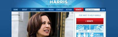 Kamala Harris home page screenshot